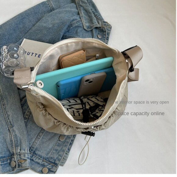 Crescent Bag Nylon Crossbody Bags for Women Black - Picture 5 of 5